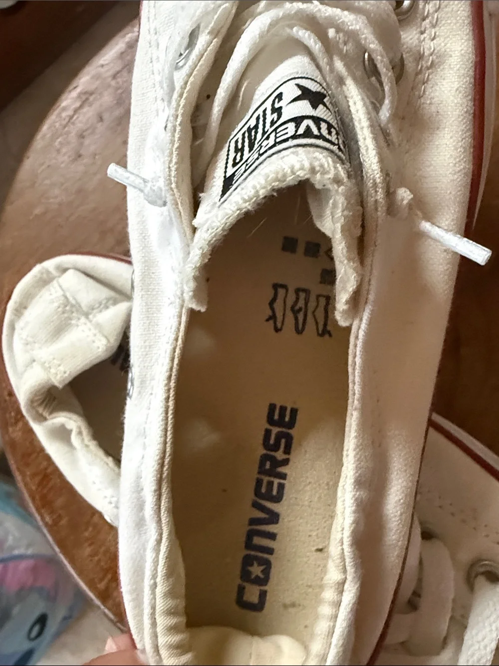 Converse Kids Low Top Canvas Sneakers in Off-White with Red Trim